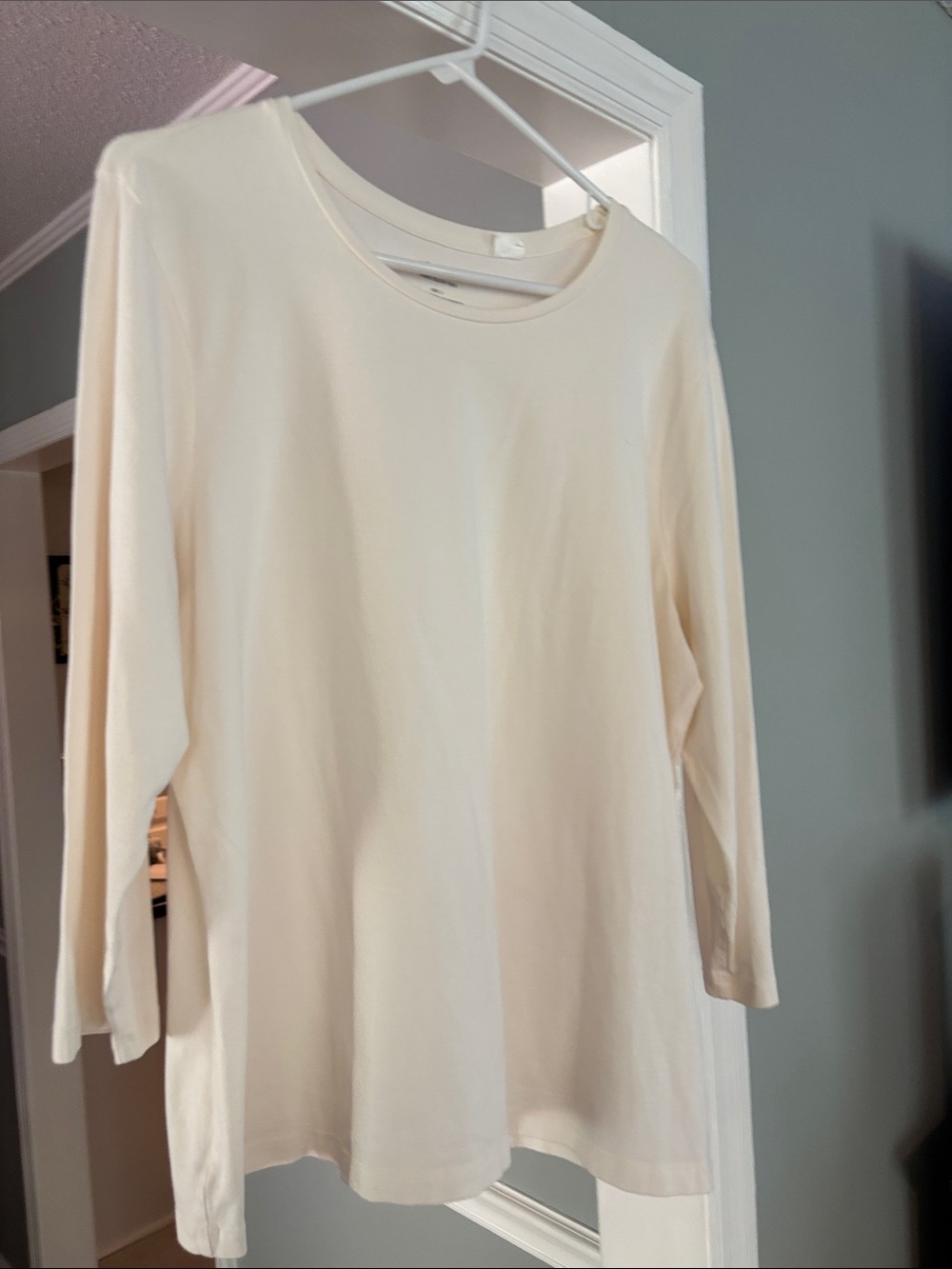Chico’s Women's Long Sleeve Crewneck Top — Cream